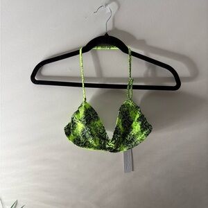 Bright Swimwear Neon Green Snake Print Halter Bikini Top